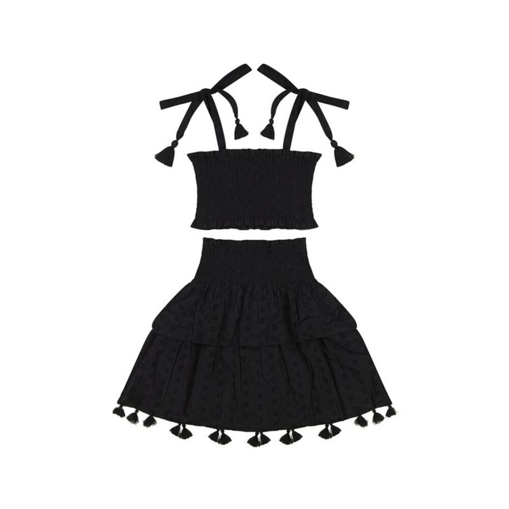 Mer St. Barth Girls  2Pc Noelle Skirt & Top Set, Black